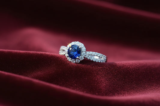 Azure Ripple | Pavé Gemstone Halo Ring Setting