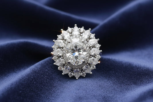The Diamond Jubilee Glory | Oval Halo Cluster Ring