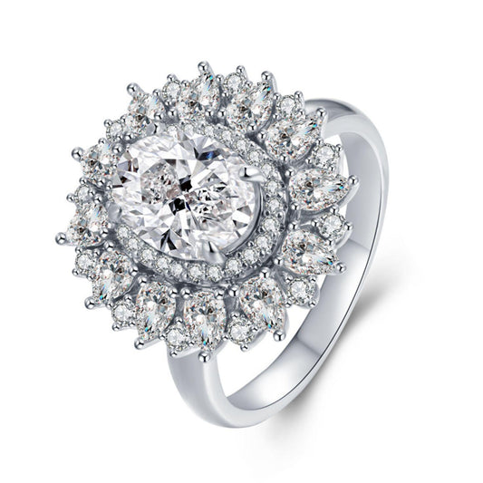 The Diamond Jubilee Glory | Oval Halo Cluster Ring