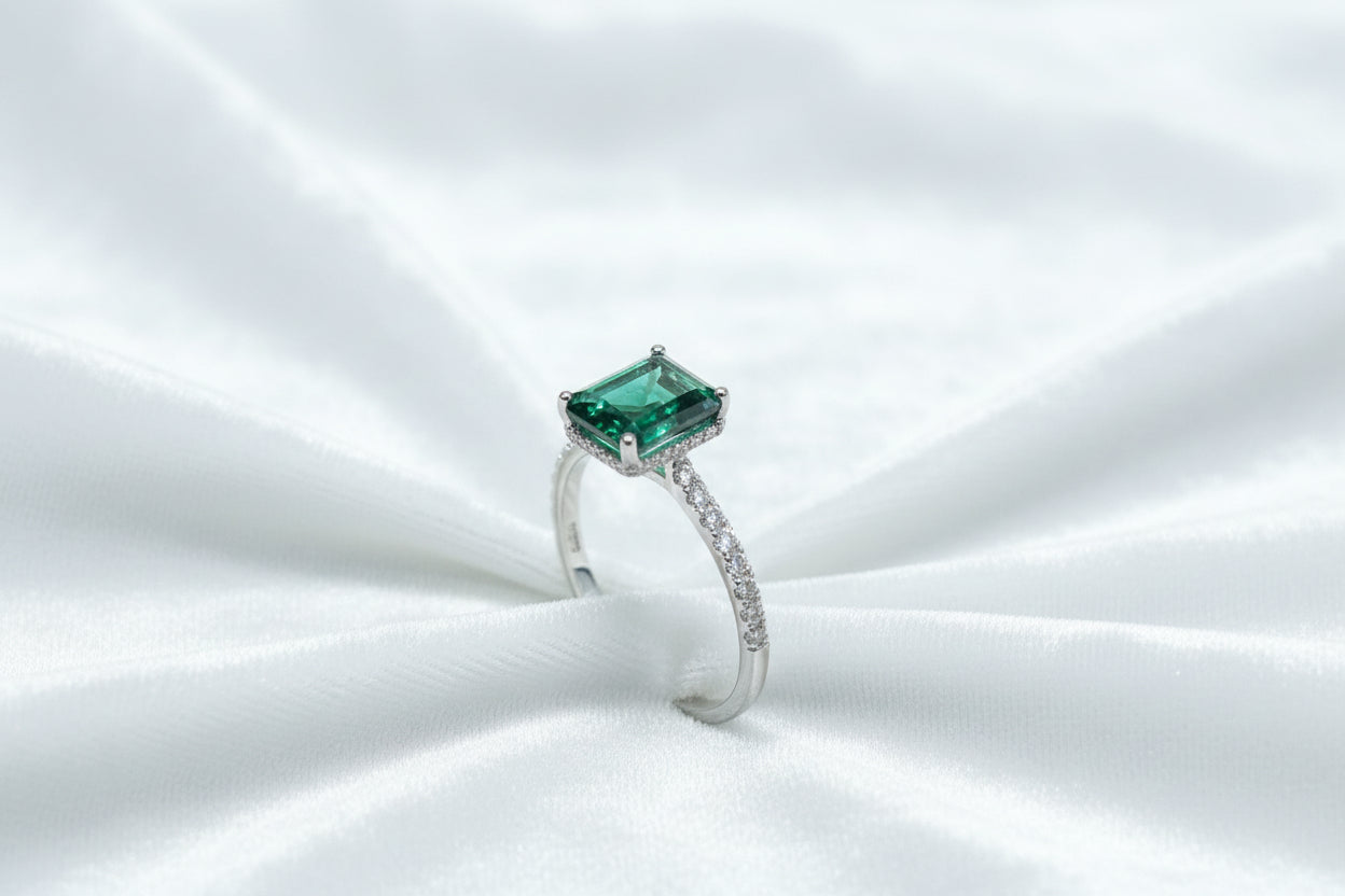 Quiet Square | Serene Square | Four-Prong Channel Set Gemstone Ring Mount