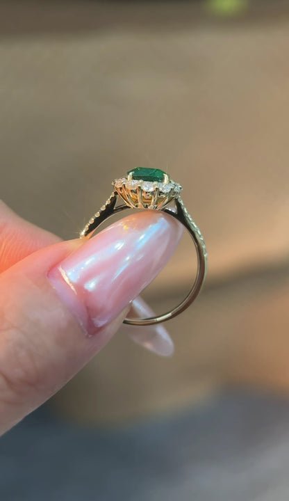 Gilded Emerald | Gemstone Halo Setting