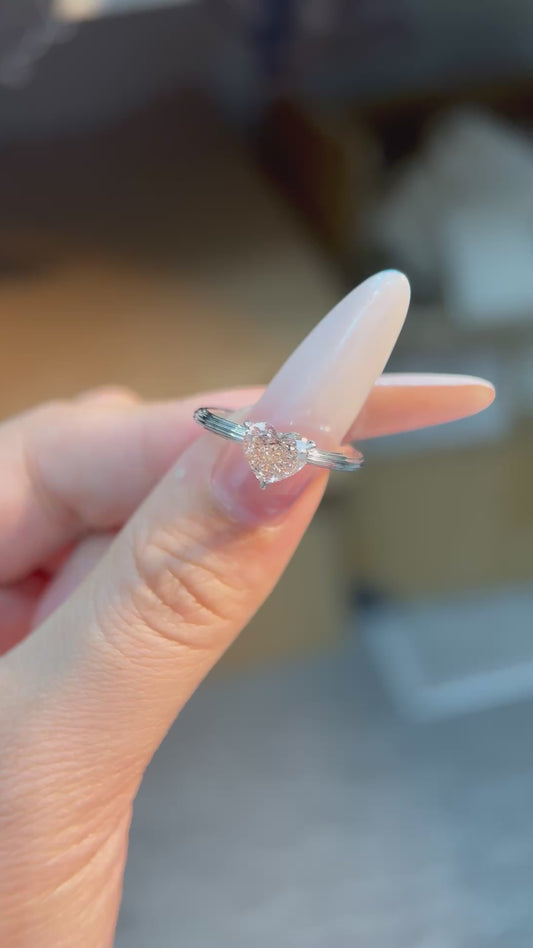 The Floating Muse | Minimalist Heart-Shaped Inlay Ring Setting