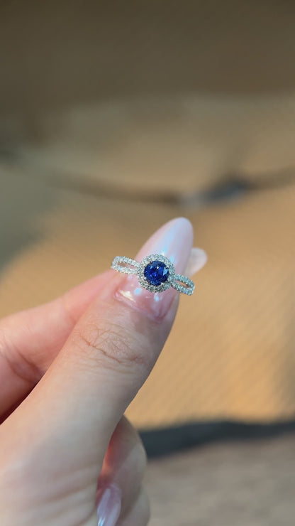 Azure Ripple | Pavé Gemstone Halo Ring Setting